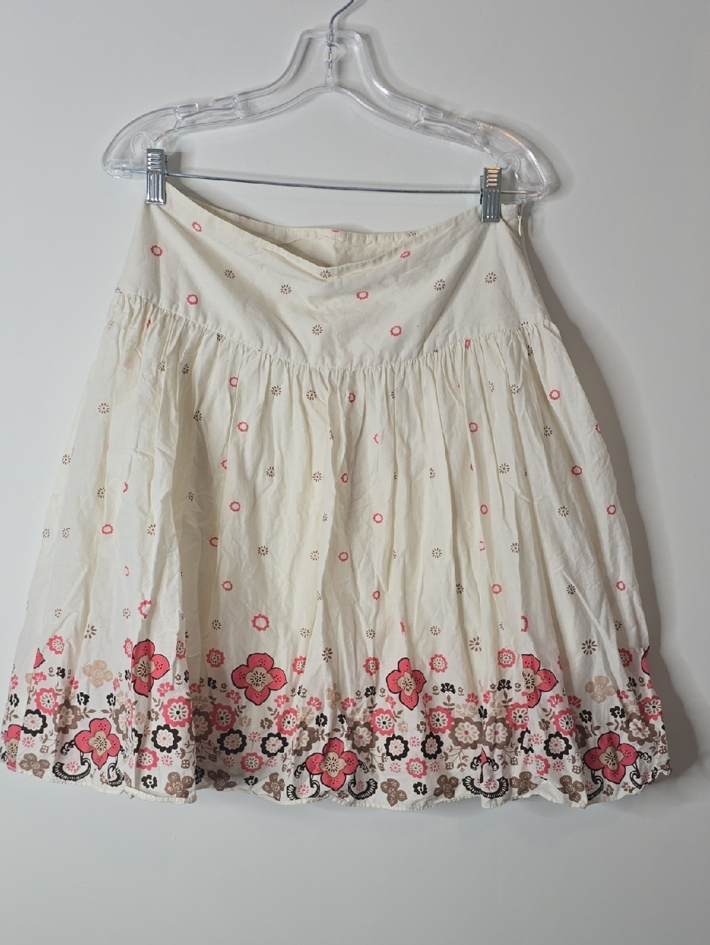 Vintage Bum Equipment Ivory Floral Cotton Skirt